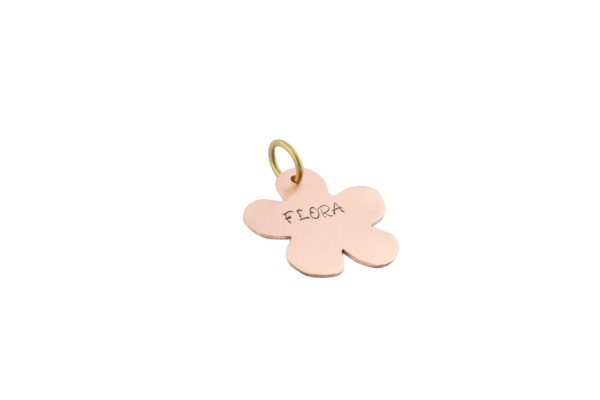copper floral dog tag