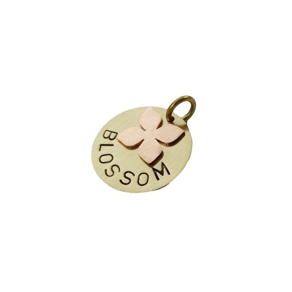 Flower dog tag id with flower element in copper