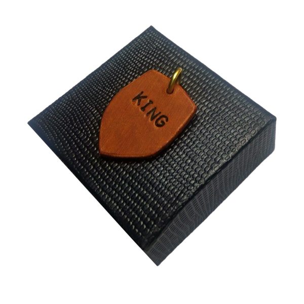 knight shield leather dog tag