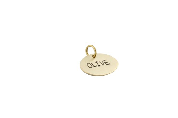 Oval dog tag in brass