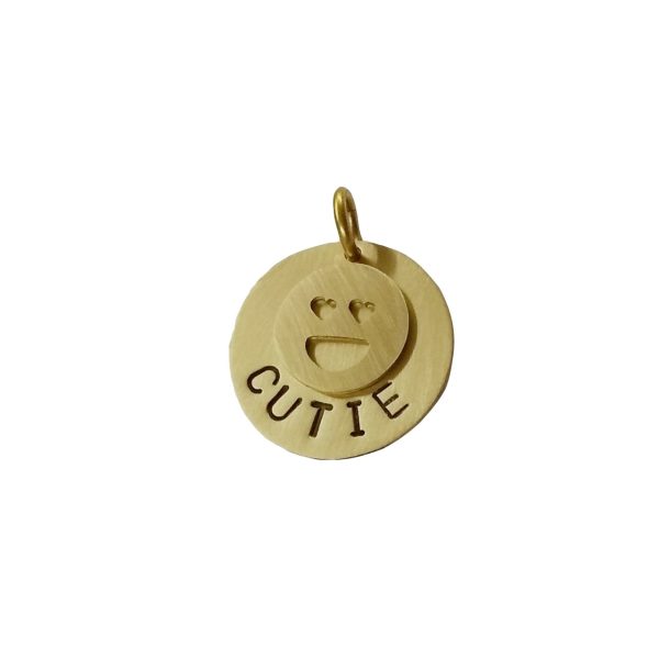 smile brass dog tag emoji