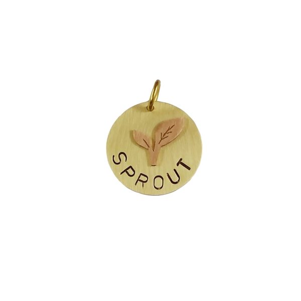 Sprout dog tag in copper and brass